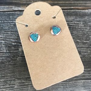 Turquoise Disk Stud Earrings